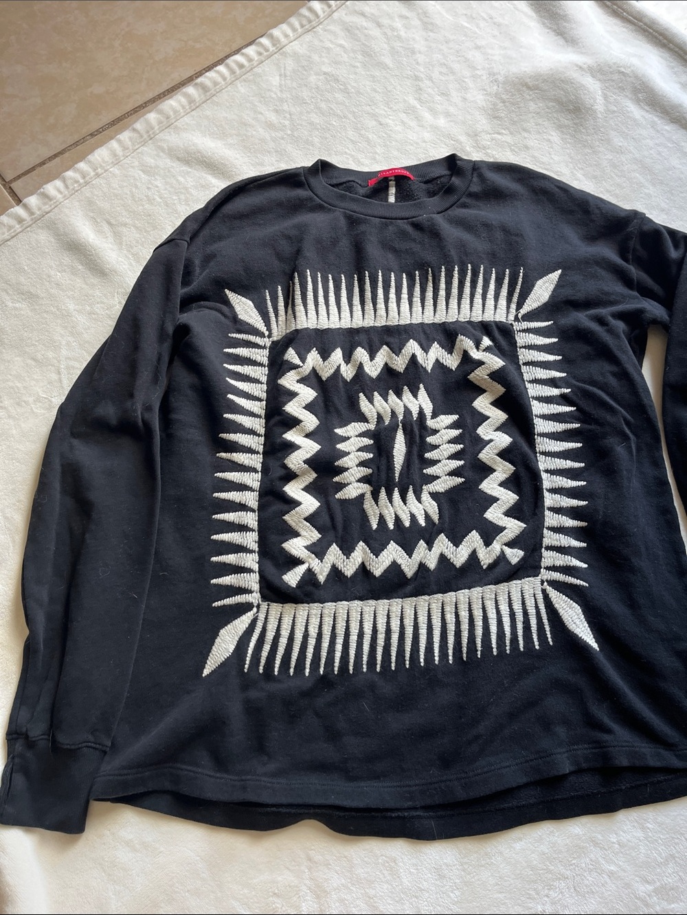 n:PHILANTHROPY Black Crewneck Sweatshirt with Red Brand Tag